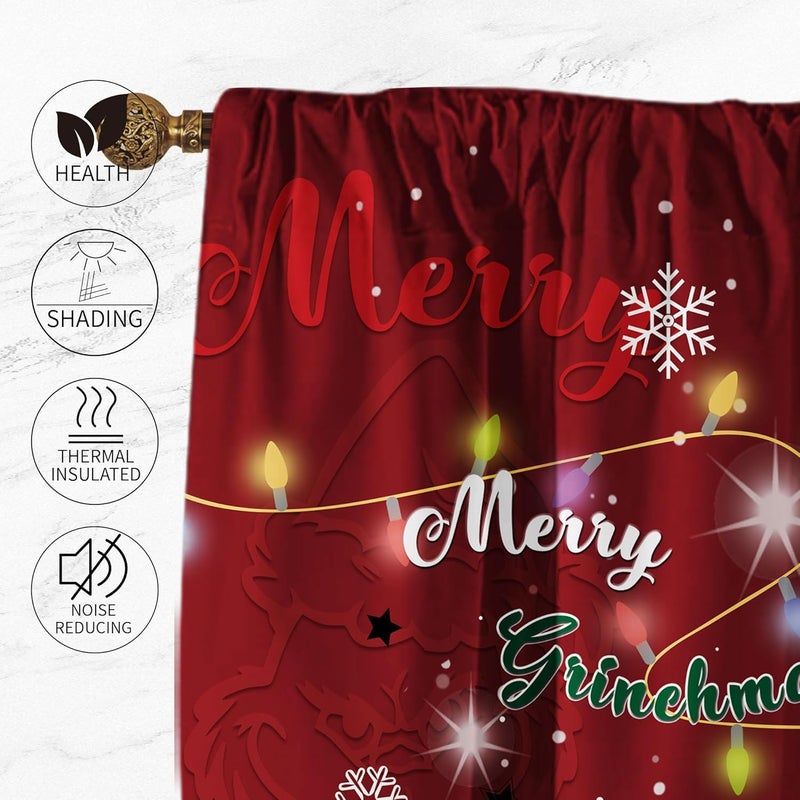 SUNWISHA Christmas Curtain Valances Set Upper Curtain 52'' Lx18'' W & Lower 36'' L x 26'' W x2 Kitchen Windows Decor 3 Piece Set red - Image 5
